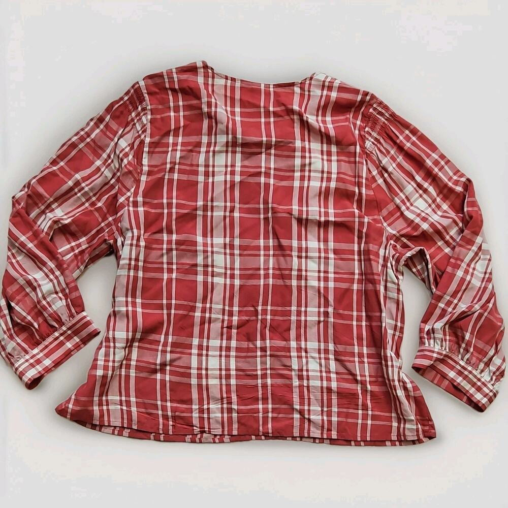 Old Navy Plaid Button Long Sleeve Blouse Red White Women's XL - Picture 4 of 8